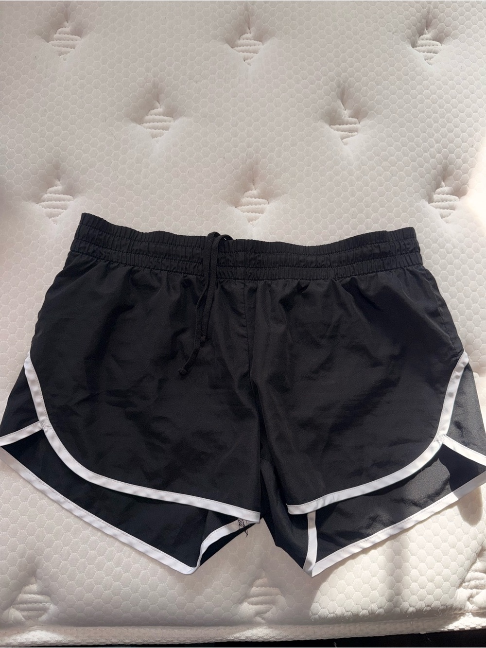 70. Women's Black Athletic Running Shorts with White Trim